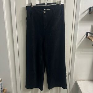 DOUBLE ZERO High Waisted Black Velour Pants - Medium